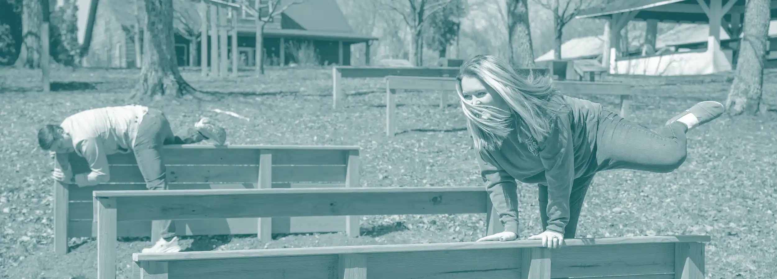 Leadership Spencer County students run an obstacle course.